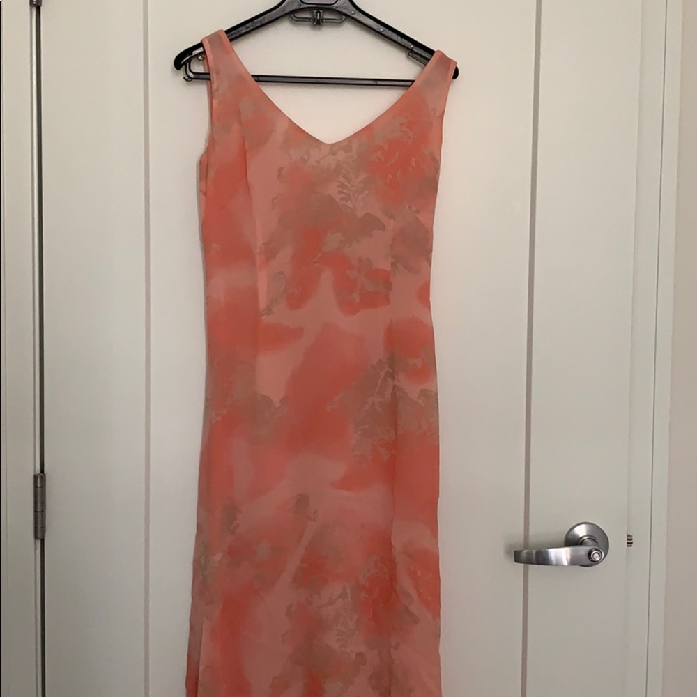 Pink silk chiffon maxi dress - size 0/2